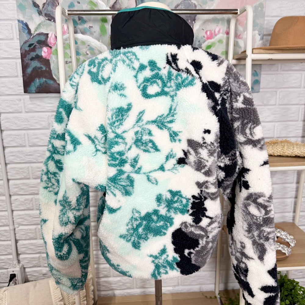 Free People New Hit The Slopes Fleece Jacket Minty Fresh Combo - Picture 4 of 6